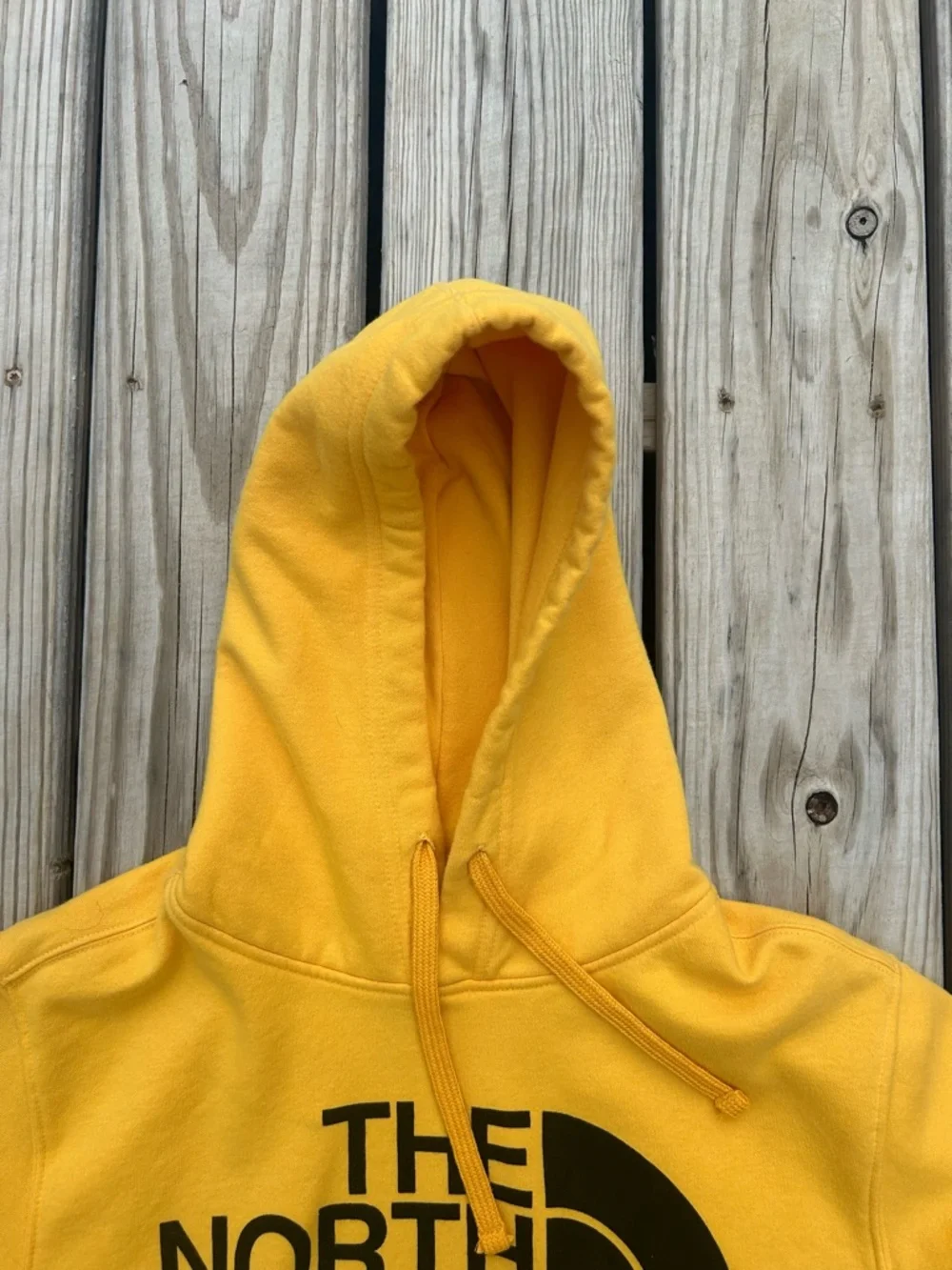 The North‎ Face Hoodie Yellow Pullover Big Logo Sweatshirt Men’s Medium EUC